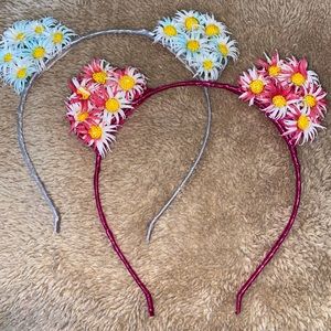 Pink and blue ear headbands.